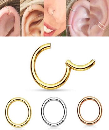 Septum articulé en acier chirurgical - Argent 6mm 8