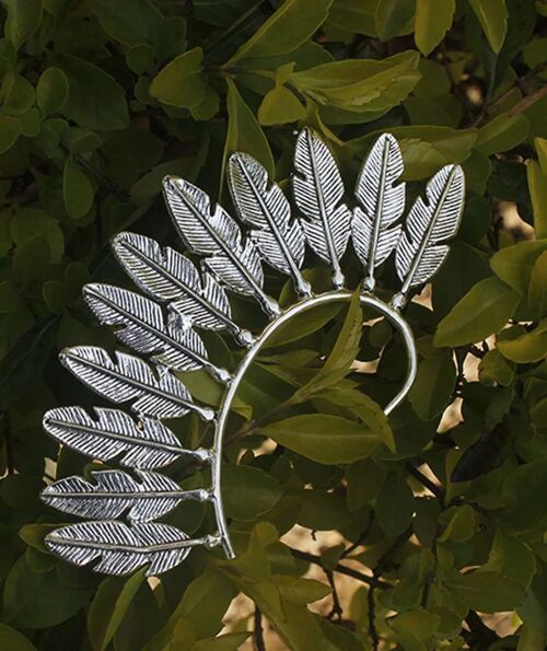 Festival Boho Feather Earcuff - Silver