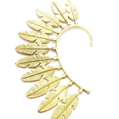 Festival Boho Feather Earcuff - Gold