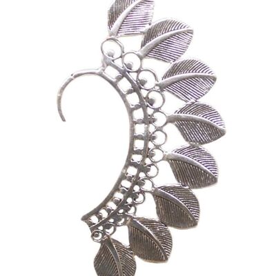 Large Boho Feathers Earcuff - Silver