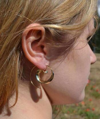 Boucles d'oreilles créoles pivotantes - Argent 2