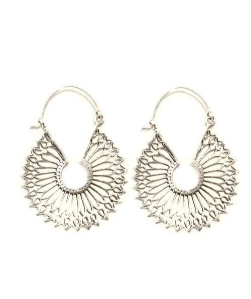 Floral Circular Earrings - Silver