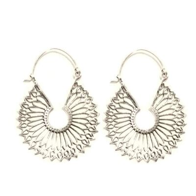 Floral Circular Earrings - Silver