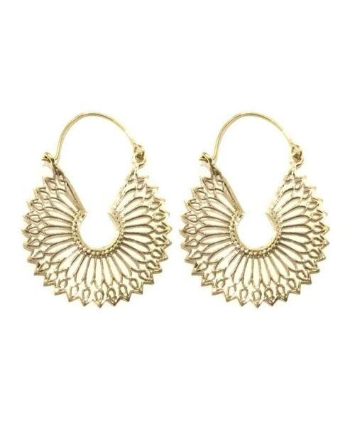 Floral Circular Earrings - Gold