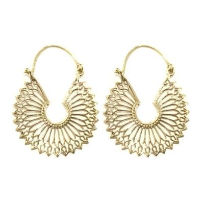 Floral Circular Earrings - Gold