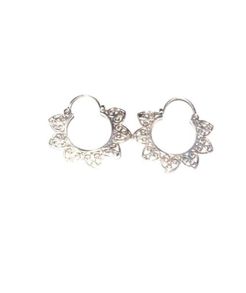 Sun Hoop Earrings - Silver