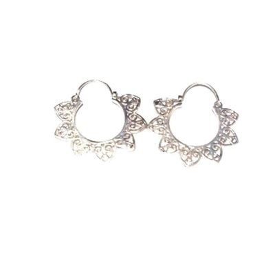 Sun Hoop Earrings - Silver
