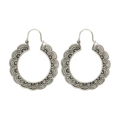 Boucles d'oreilles créoles florales - Argent