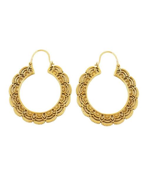 Floral Hoop Earrings - Gold
