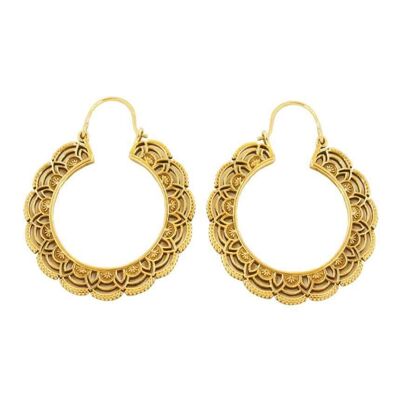 Floral Hoop Earrings - Gold