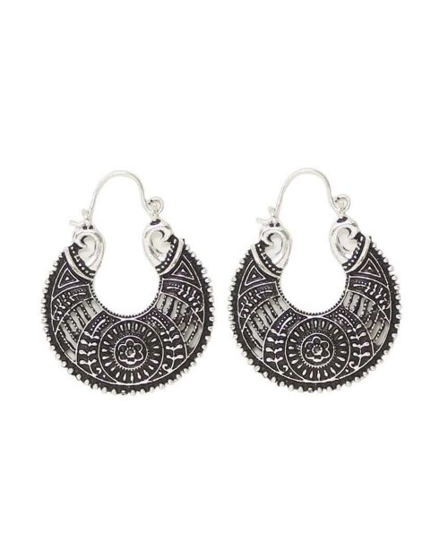 Tribal Hoop Earrings - Silver