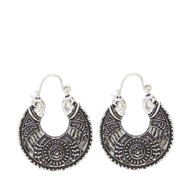 Tribal Hoop Earrings - Silver