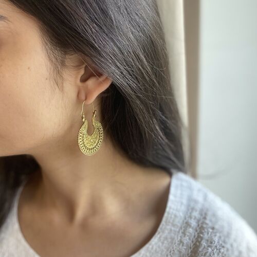 Tribal Hoop Earrings - Gold