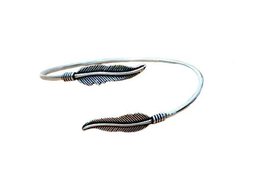 Double Feather Bracelet - Silver