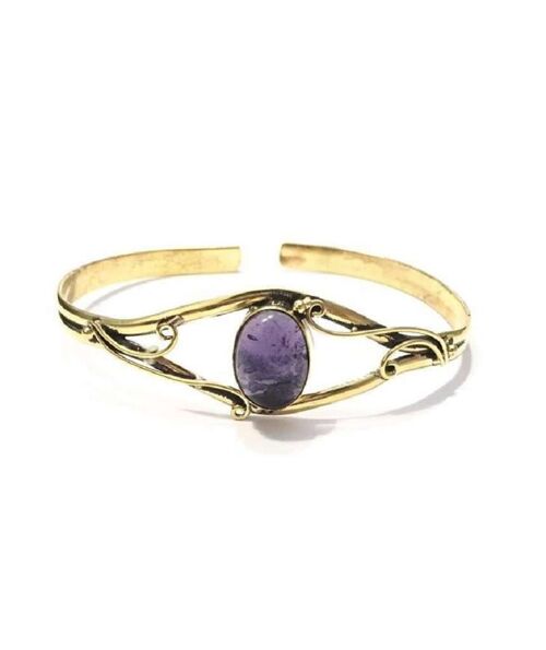 Centre Stone Bangle Bracelet - Purple