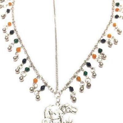 Elefantenkopfkette - Silber & Mehrfarbig