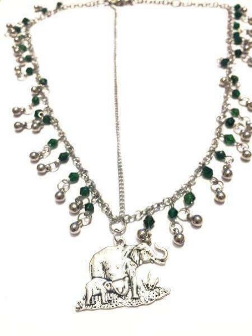 Elephant HeadChain - Silver & Green