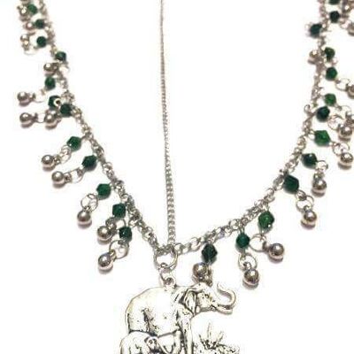 Elephant HeadChain - Silver & Green