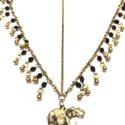 Elefantenkopfkette - Gold & Schwarz