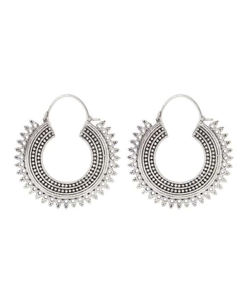 Gypsy Hoop Earrings - Silver Large