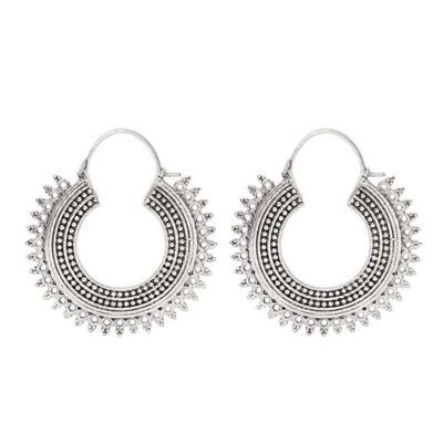 Gypsy Hoop Earrings - Silver Large