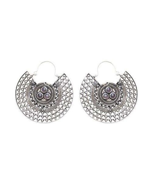 Mandala Hoop Earrings - Silver