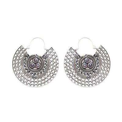 Mandala Hoop Earrings - Silver