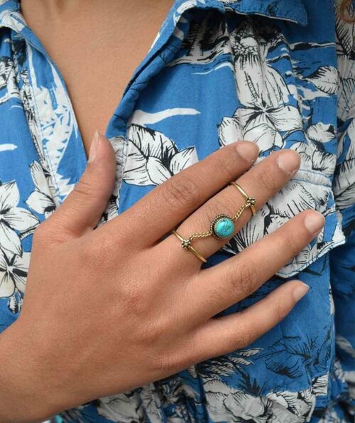Double me Up Ring - Silver & Turquoise