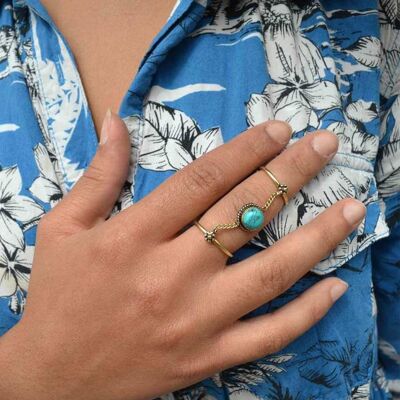 Double me Up Ring - Gold & Grau