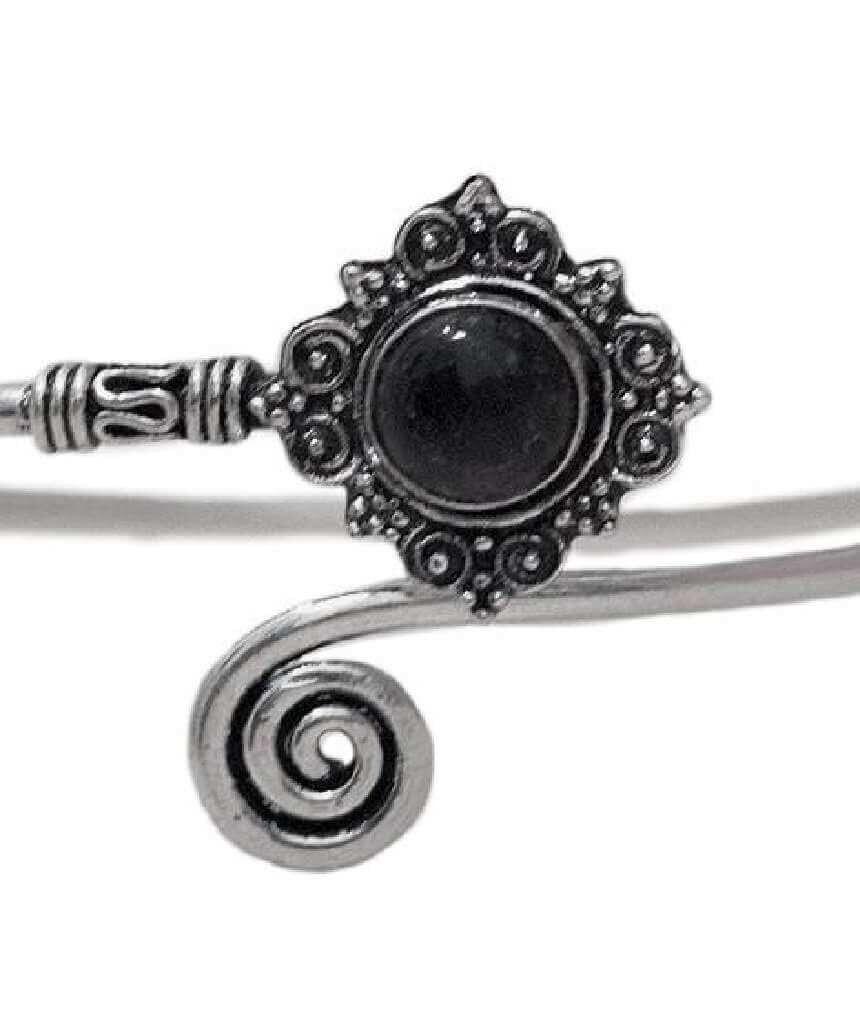 Gekräuseltes Steinarmband - Silber & Grün