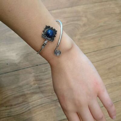 Gekräuseltes Steinarmband - Silber & Blau