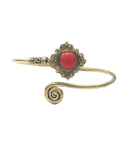 Curled Stone Bracelet - Gold & Red