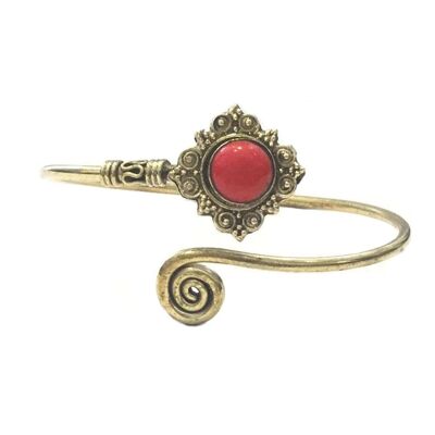 Curled Stone Bracelet - Gold & Red