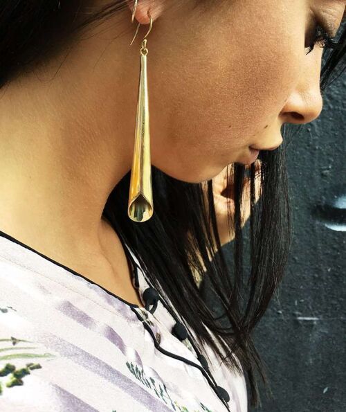 Flute Earrings - Gold Large