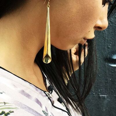 Flute Earrings - Gold Large