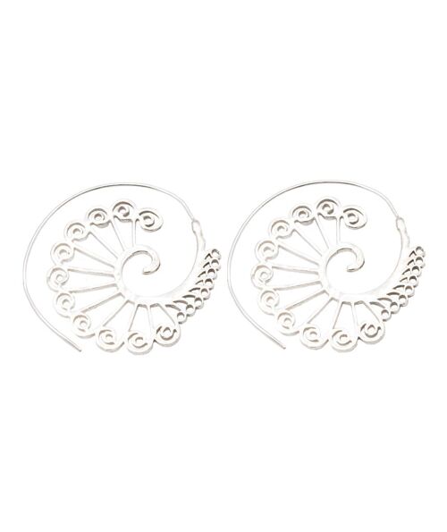 Circular Peacock Earrings - Silver