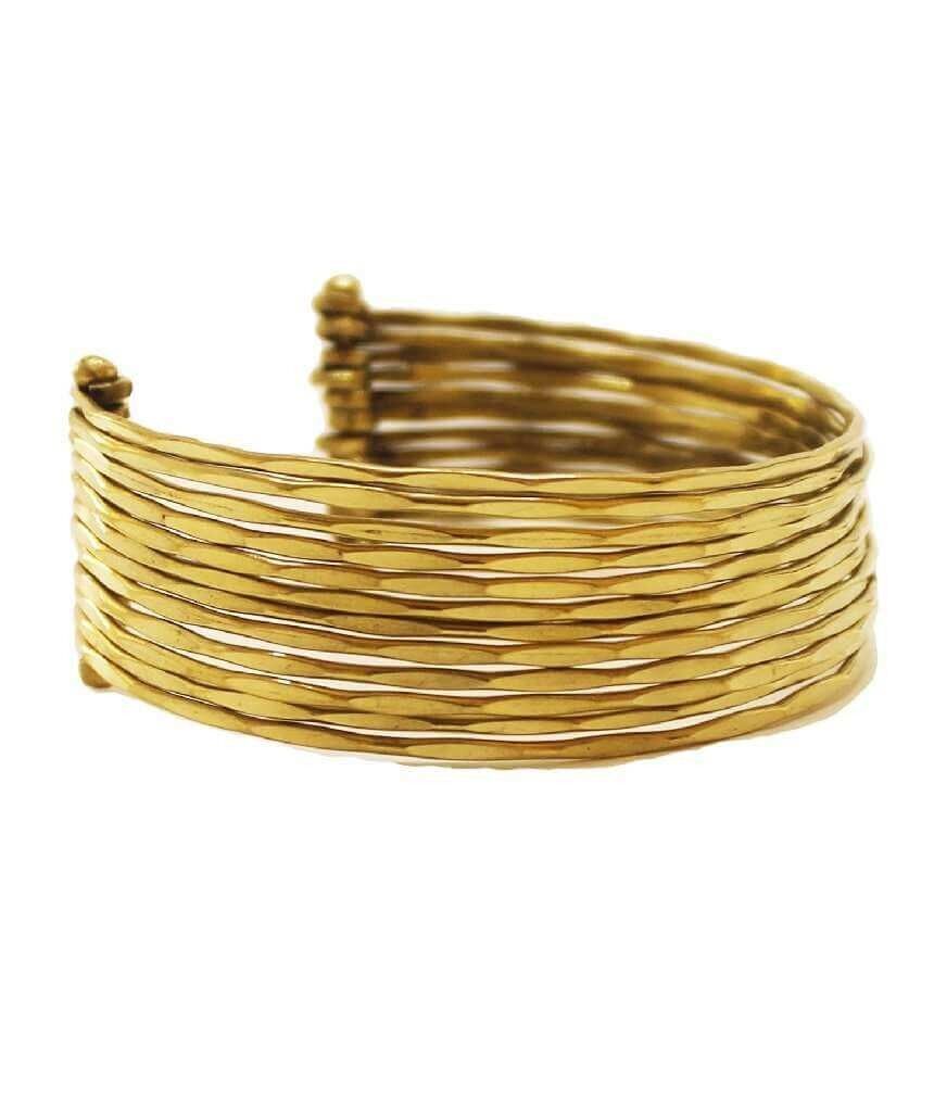 Manchette en laiton à plusieurs rangs - Doré petit