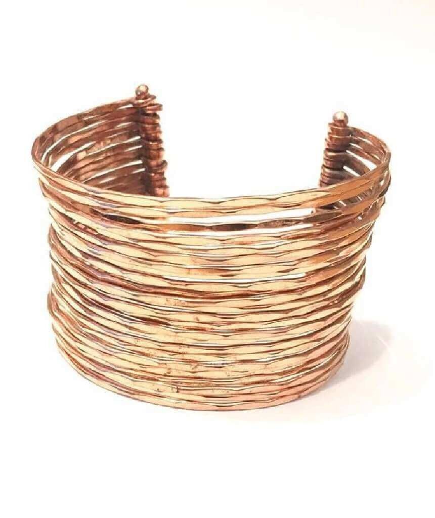 Manchette en laiton à plusieurs rangs - Or rose Large