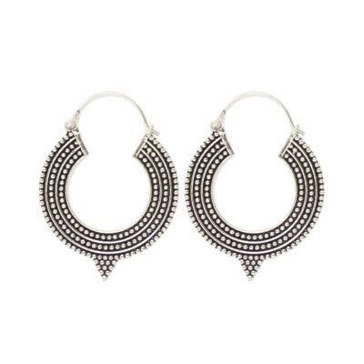 Aztec Hoop Earrings - Silver Medium
