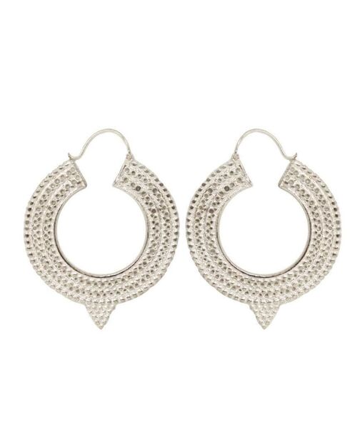 Aztec Hoop Earrings - Silver Large