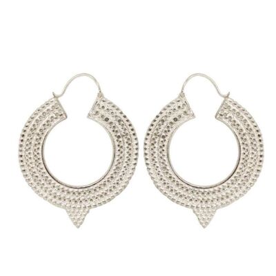 Aztec Hoop Earrings - Silver Large