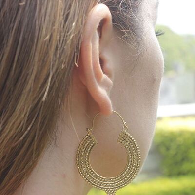 Aztec Hoop Earrings - Gold Medium
