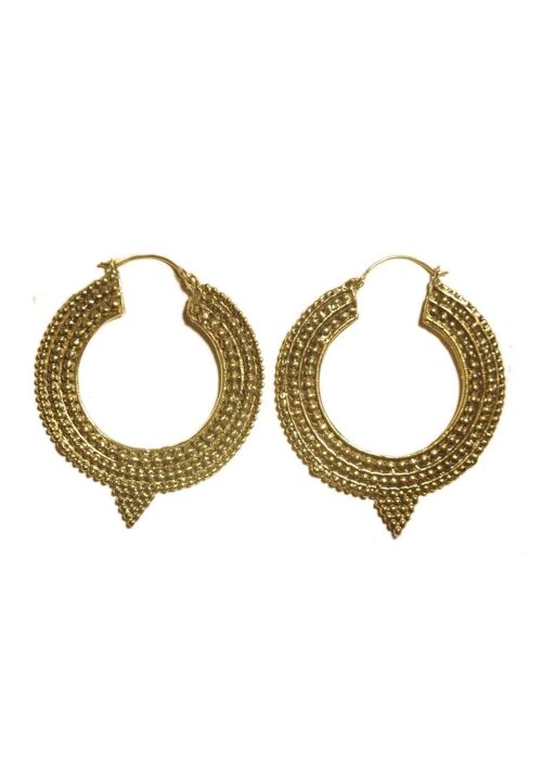 Aztec Hoop Earrings - Gold Large