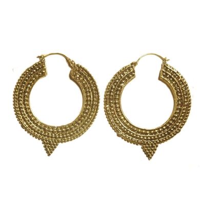 Aztec Hoop Earrings - Gold Large