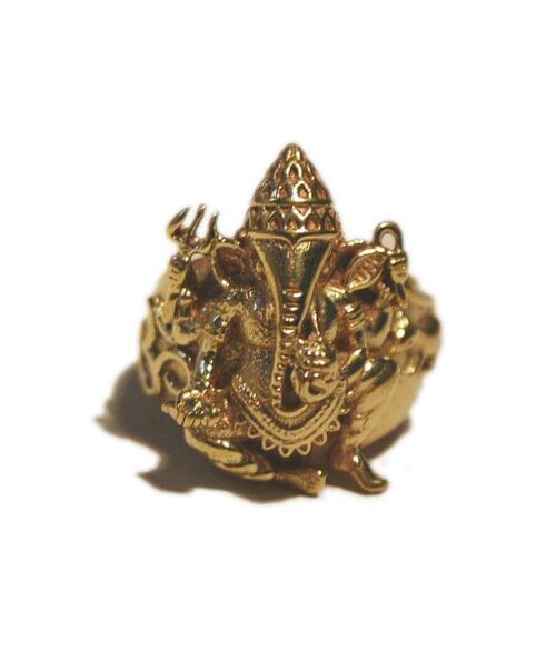 Engraved Ganesha Ring - Gold