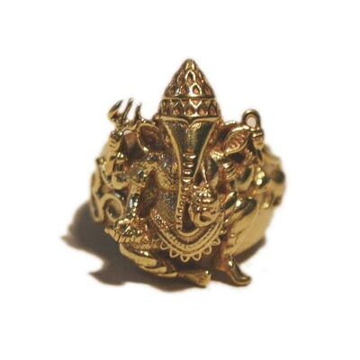 Engraved Ganesha Ring - Gold