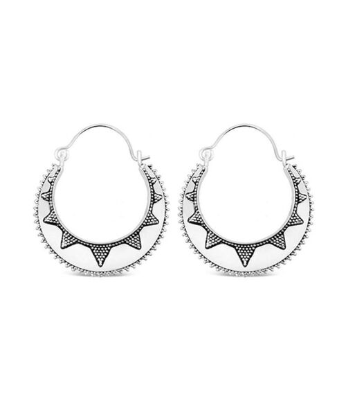 Semi Circular Sun Earrings - Silver Small