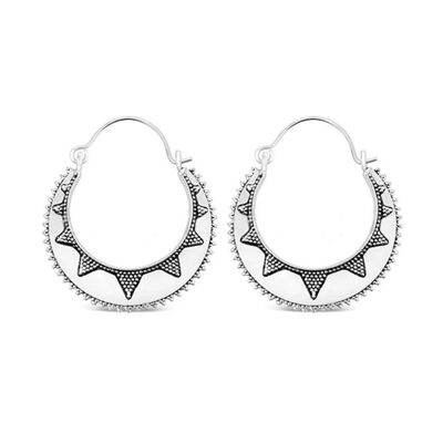 Semi Circular Sun Earrings - Silver Small