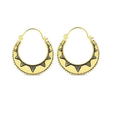 Semi Circular Sun Earrings - Gold Small