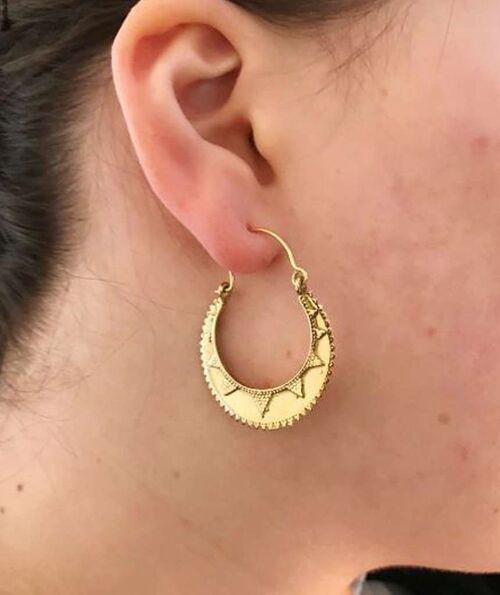 Semi Circular Sun Earrings - Gold Large